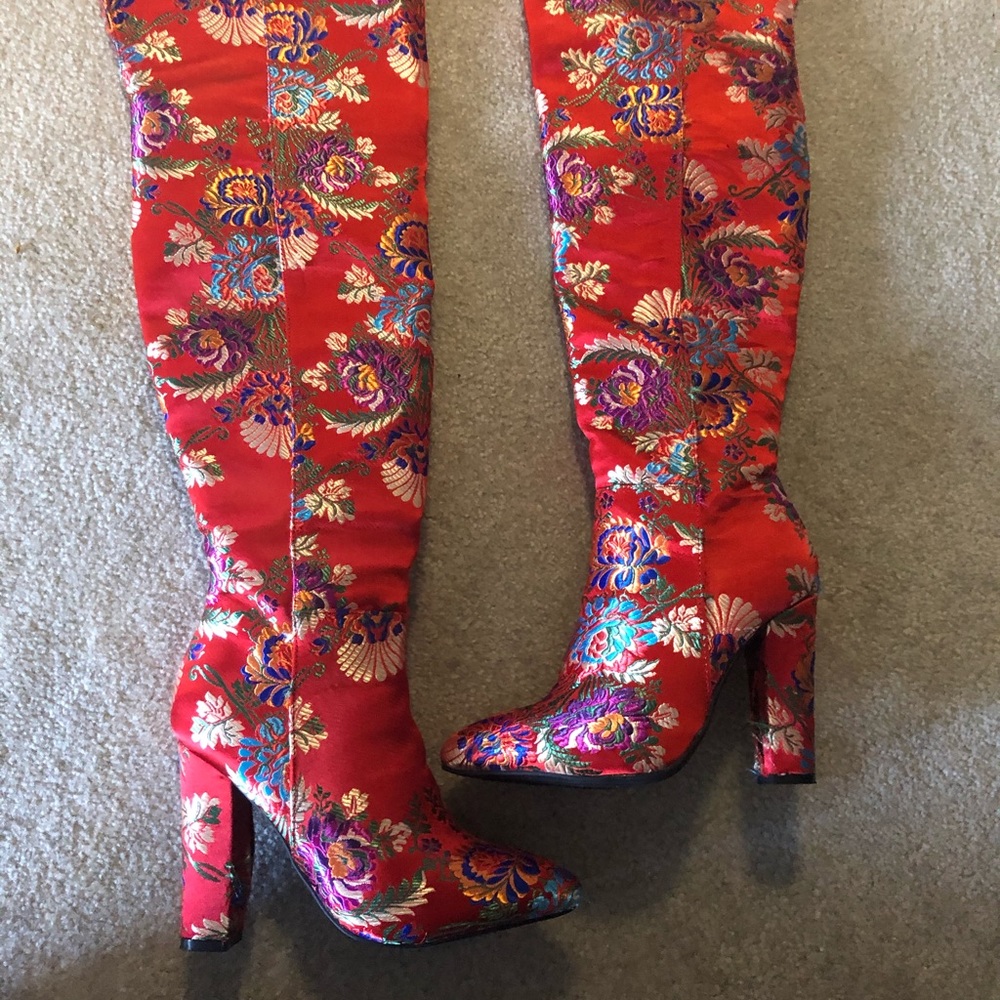 Bamboo brand thigh high boots.